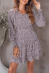 V Neck Long Sleeve Tie Waist Mini Dress